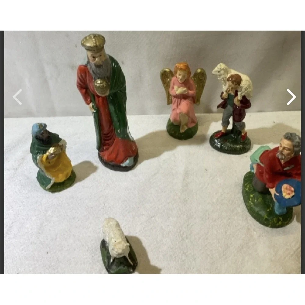Nativity, Composite And Mache In Italy /japan VintageNativity Set 17 Pieces BinR